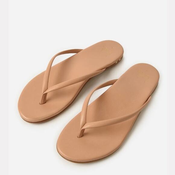 NEW Beek 'Sunbeam' Women's US 5 Flip Flop Sandal Nude Leather Minimalistic - Picture 1 of 9